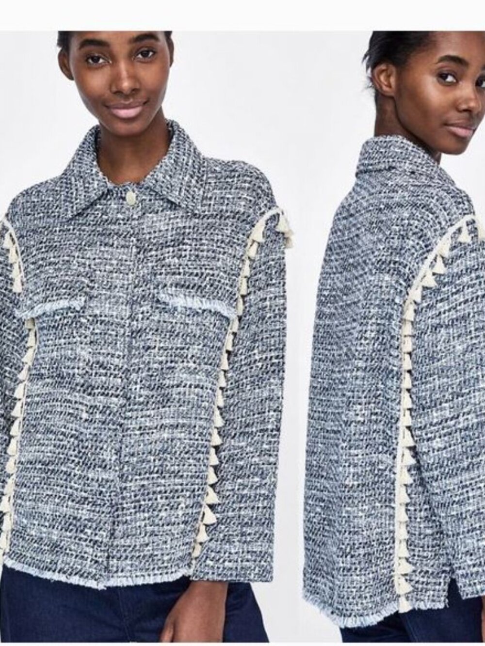 Zara Tweed Jacket with tassle trim